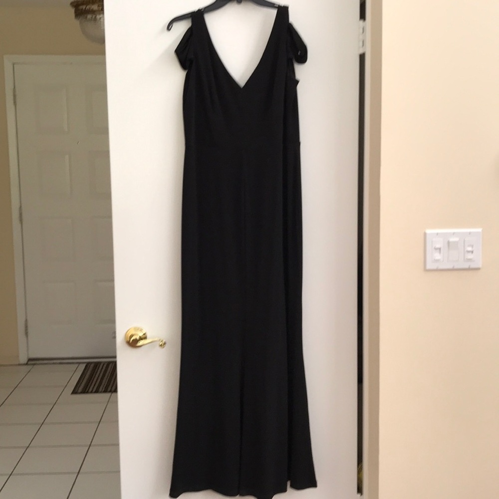 Calvin Klein jersey cold shoulder gown